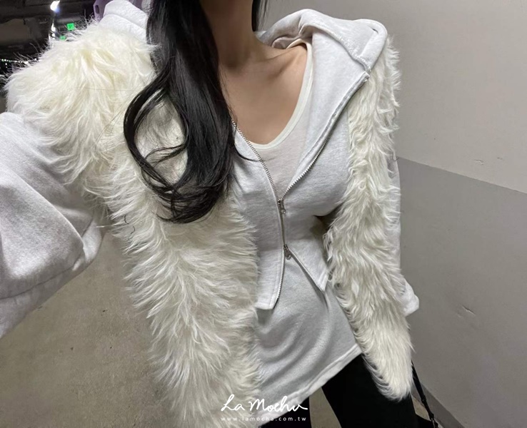 長毛雪花絨感背心